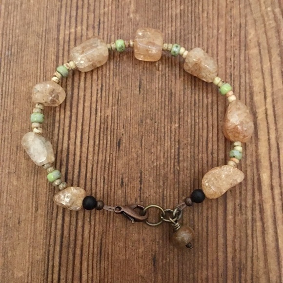 Men's Quartz 8 Inch Beaded Bracelet,  Handmade Men's Bracelet - Picture 5 of 5